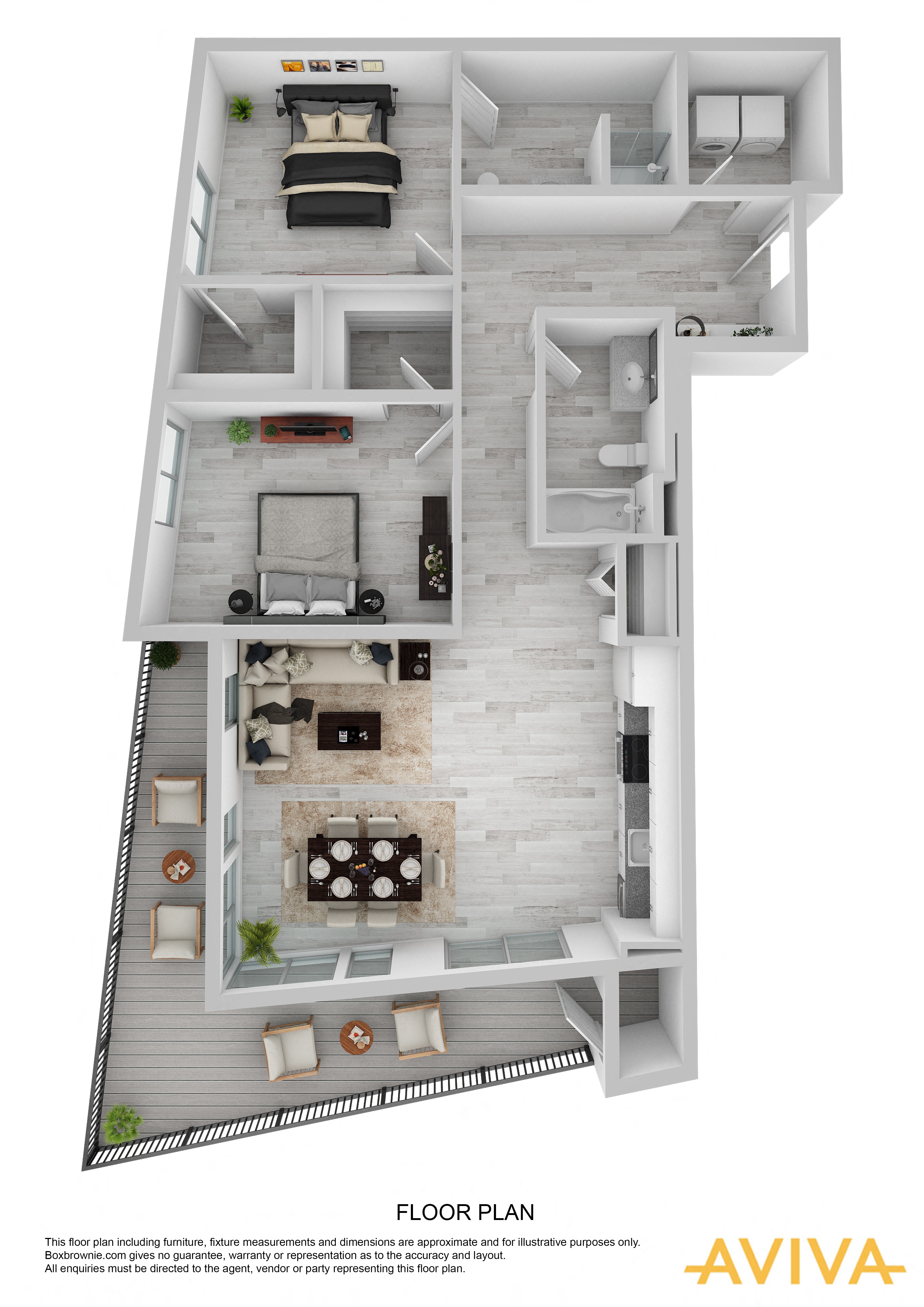 2 bedroom apartment floor plan at AVIVA Apartments